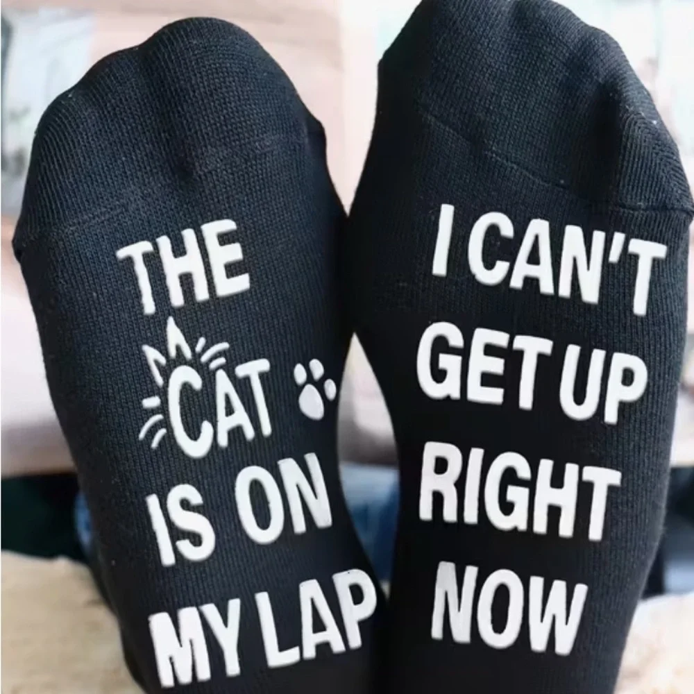 Black Novelty Cat lover Socks